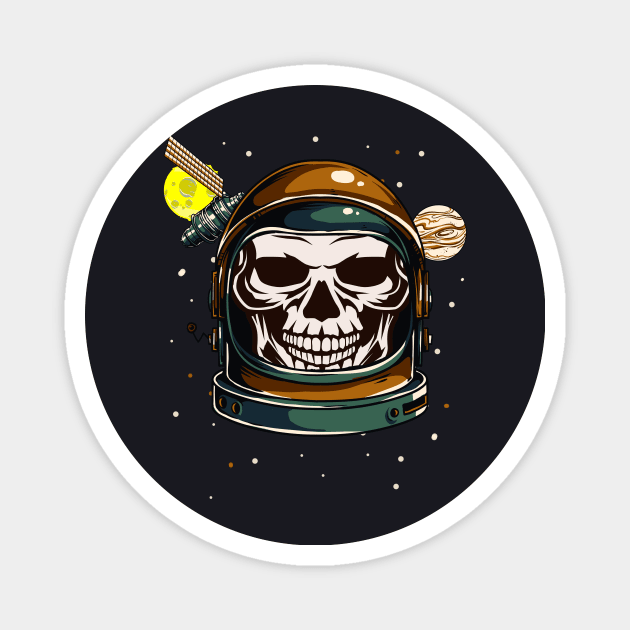 Astronaut Skull Magnet by Foxxy Merch